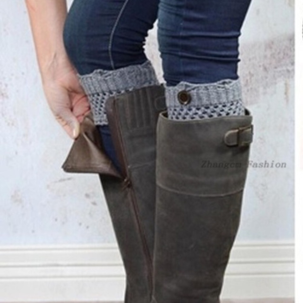 New set of dark gray boot cuffs.  Super cute